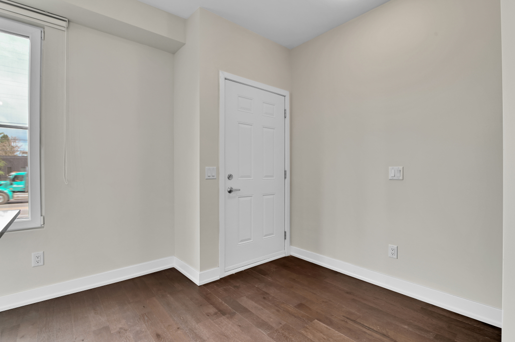 Convenient back door entrance to a 2-bedroom townhouse in Stittsville, Ottawa.