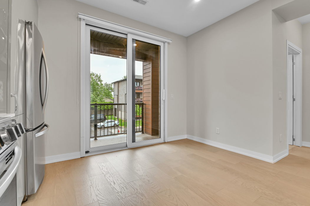 Balcony off the kitchen in the 2-bedroom townhouse, Ottawa.