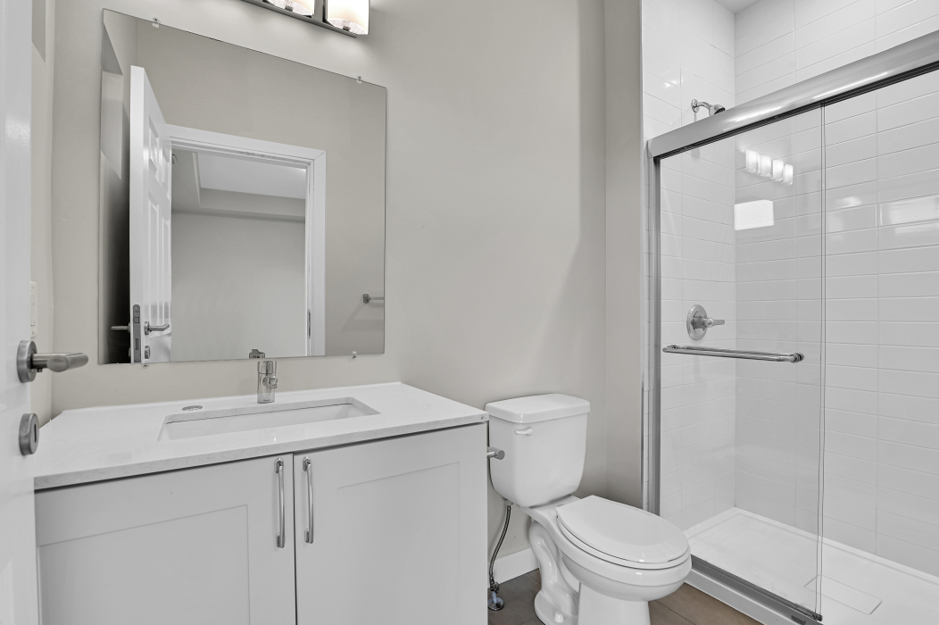 Ensuite bathroom attached to the master bedroom of the townhouse.
